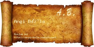 Angi Béla névjegykártya