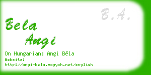 bela angi business card